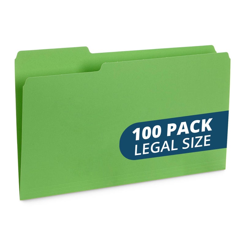 Blue Summit Supplies Green Legal File Folders, 1/3 Cut Tab, Legal Size, Great for Organizing and Easy File Storage, 100 Per Box - Image 1